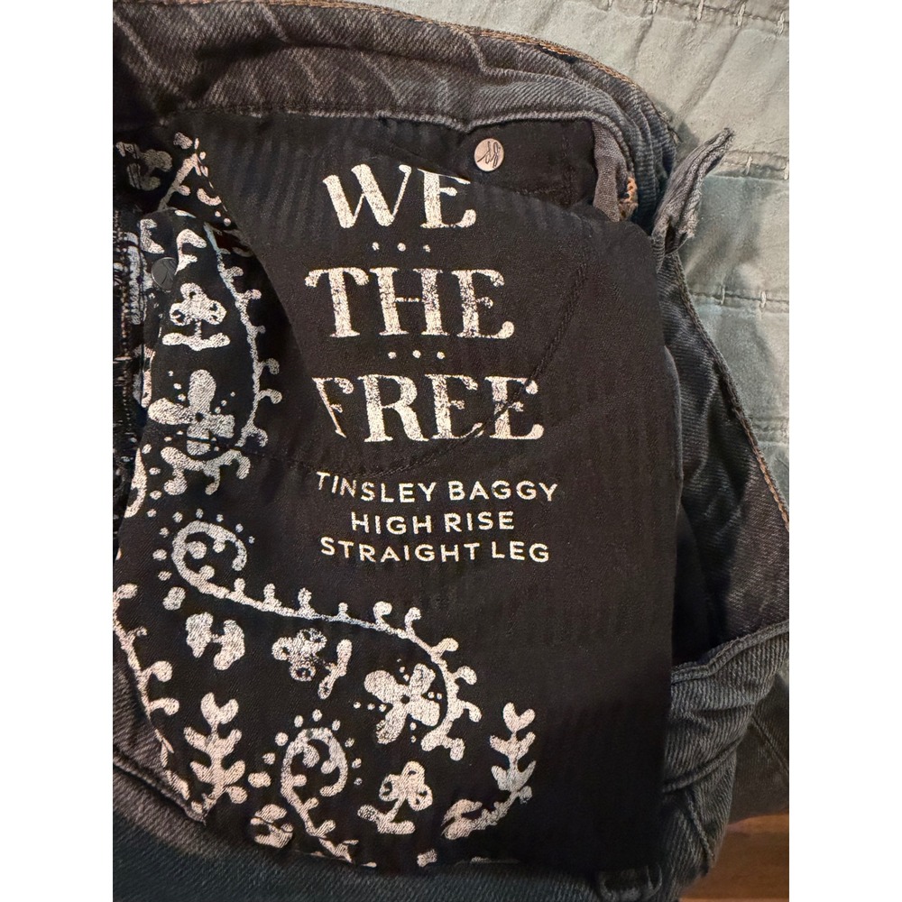 We The Free Tinsley Free People Baggy High Rise Straight Leg Jeans Black 30 - Picture 4 of 8